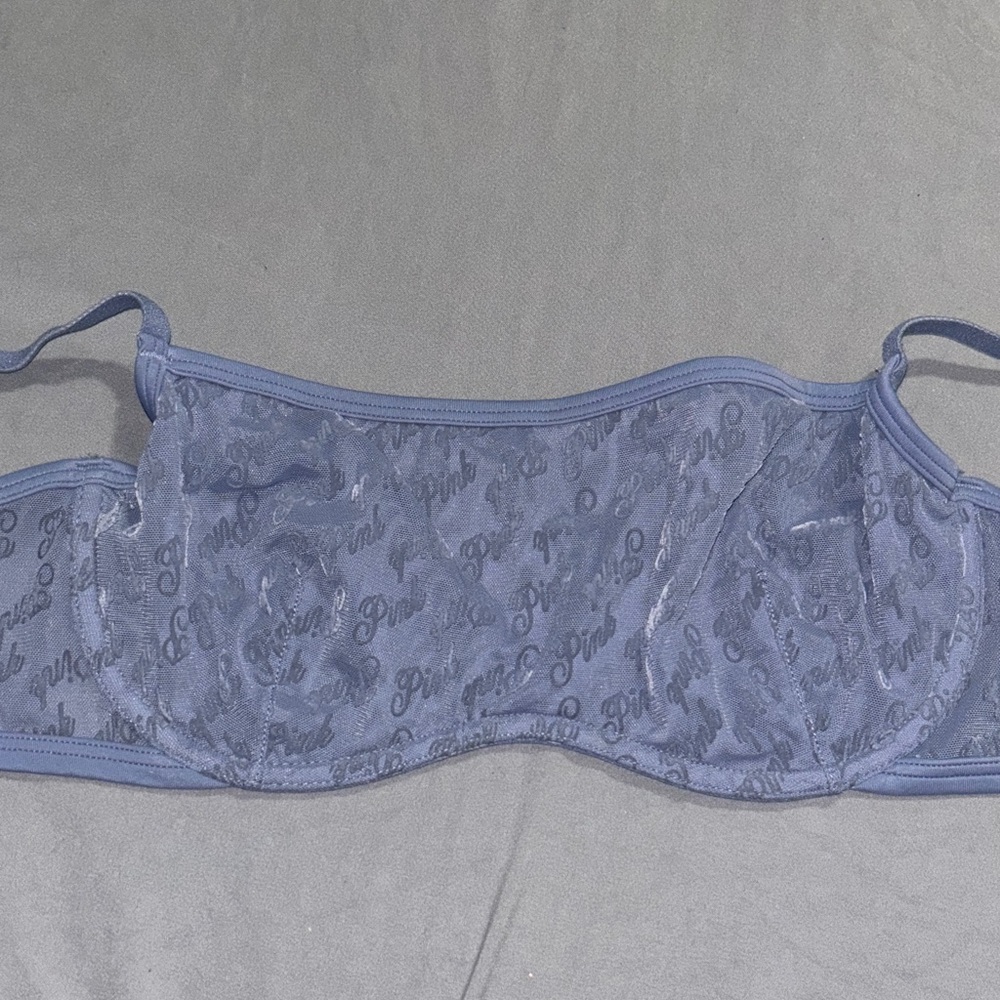 Victorias Secret PINK blue lace scoop bra